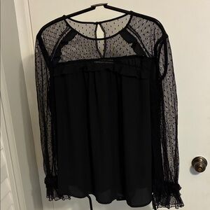 LOFT Black Sheer Lace Blouse